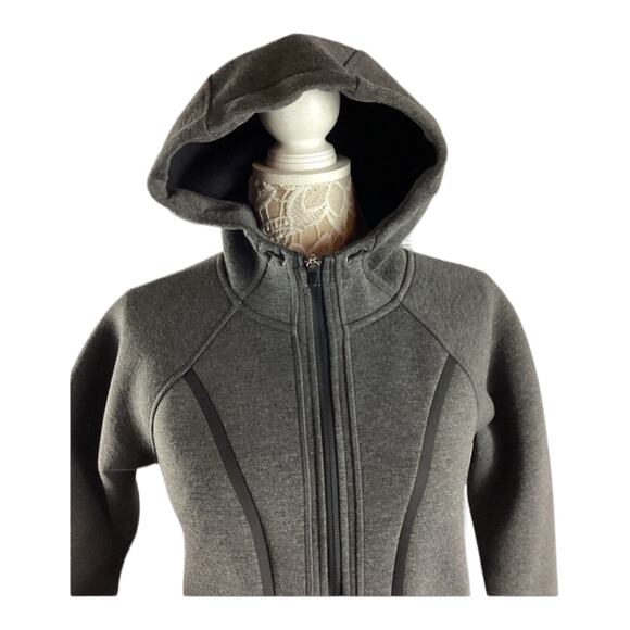 Athleta fuse scuba zipper hoodie gray with black size medium - Picture 4 of 13